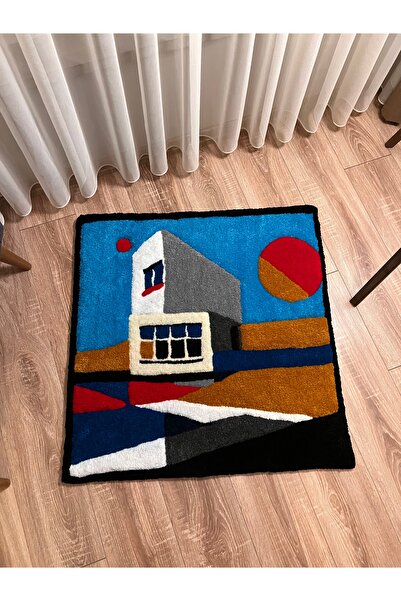 Tufting El Dokuması Halı - Bauhaus Art Home Dream- 82 Cm X 82 Cm