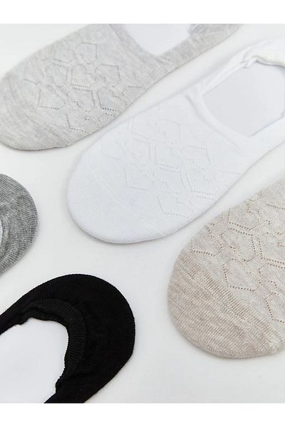 LC Waikiki Lcw Dream Gray Openwork Women's Ballerina Socks 5 Pack