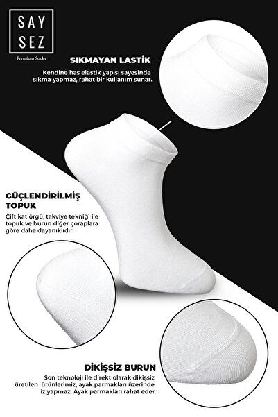 SAYSEZ Bamboo Women's Booties Plain White Socks Seamless Premium 3 Pack