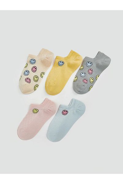 LC Waikiki Lcw Dream Ecru Printed Women's Booties Socks 5 Pack