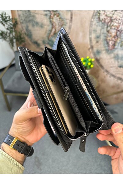 clawleather Portofel din piele - Cu compartiment pentru telefon si maner