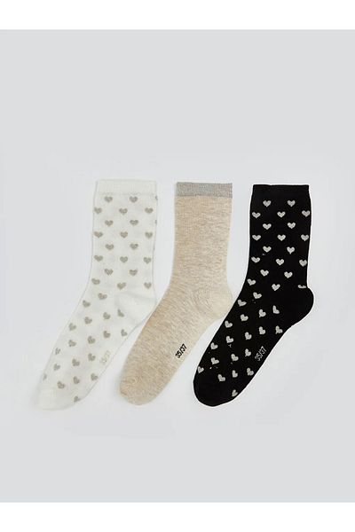 LC Waikiki Lcw Dream White Patterned Women's Socks 3 Pack