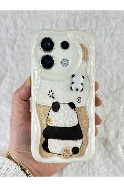 Vip Case Redmi Note 13 Pro 4G - حافظة باندا بتصميم لامع ثلاثي الأبعاد مع نمط الدب الباندا اللطيف