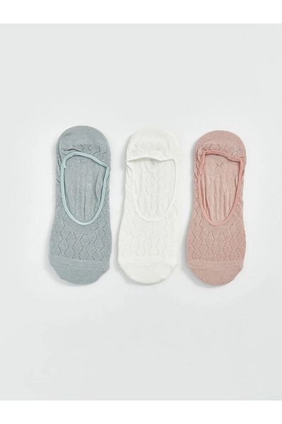 LC Waikiki Дамски чорапи с ажурна принт LCW DREAM, сиви, 3 броя