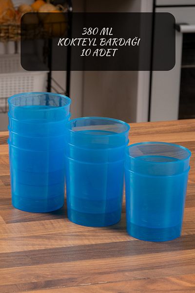 Codemfire 10 Pieces 380 Cc Blue Unbreakable Cup - Box with Storage, Dessert and Spice Detail