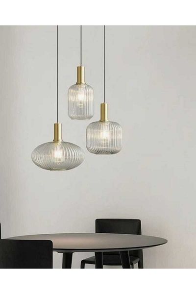 demet habek mylights Mylights Rustic Triple Transparent Glass Chandelier Case 40cm Told