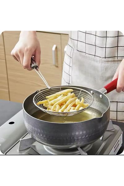 AKDAG HOME Large Size Steel Luxury Stainless Frying Colander, Oil Strainer, Steel Wire Scoop