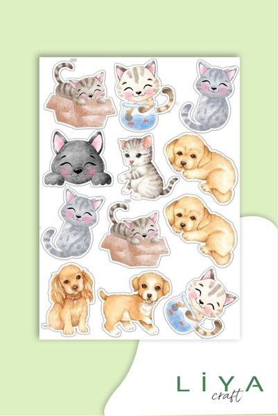 LiyaCraft Set of 5 Cute Cat Stickers