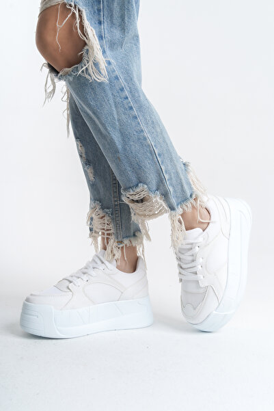 SEEM & BE Tiger Kadın Beyaz Yüksek Tabanlı Spor Ayakkabı - Sneaker