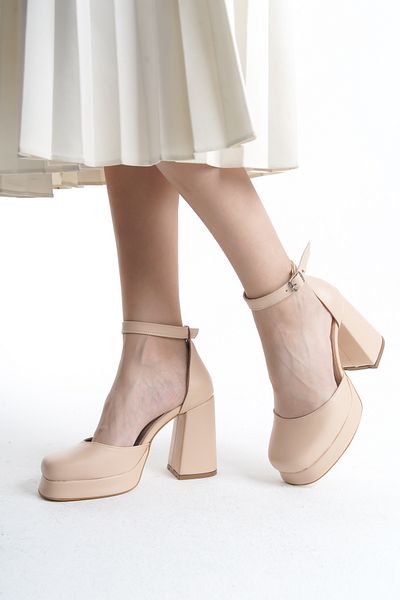 Moda Değirmeni Skin Skin dámské uzavřené boty s přední platformou na podpatku Bg1115-119-0003