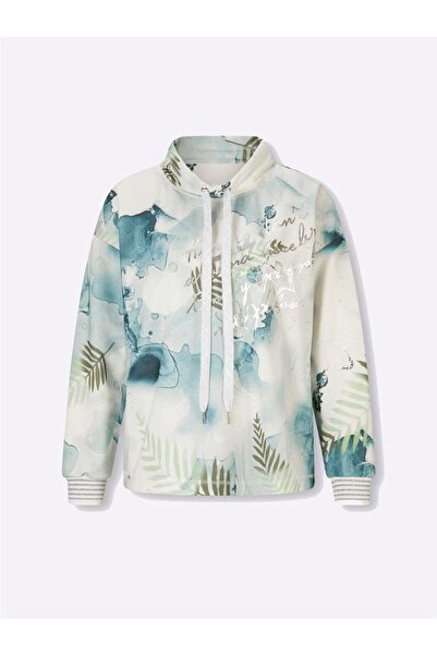 Kadın Ekru Baskılı Sweatshirt - BGA469900