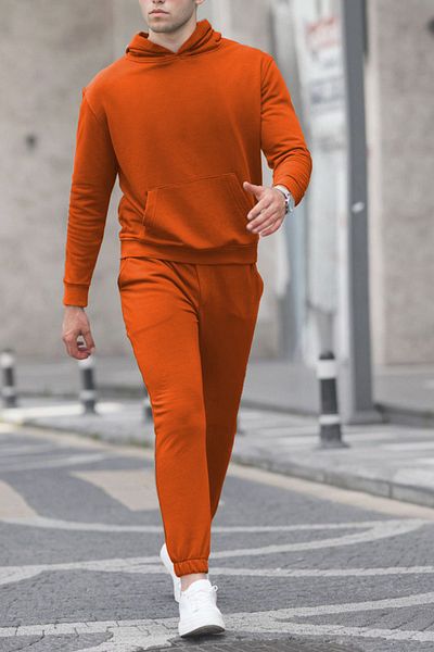 ruNadeS Men's Cotton Oversize Kangaroo Pocket Hooded Tracksuit Set - Casual