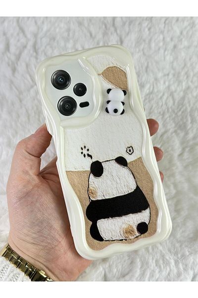 Vip Case Redmi Note 12 Pro 5G - حافظة باندا بتصميم لامع لطيف ثلاثي الأبعاد مع نمط الدب الباندا اللطيف