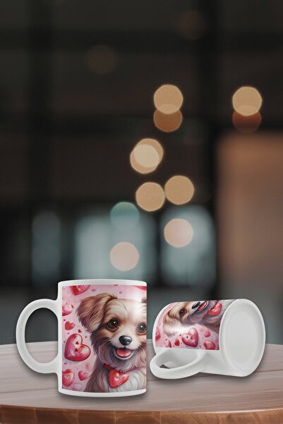 Merch&ice كوب عيد الحب مطبوع عليه قلب كلب