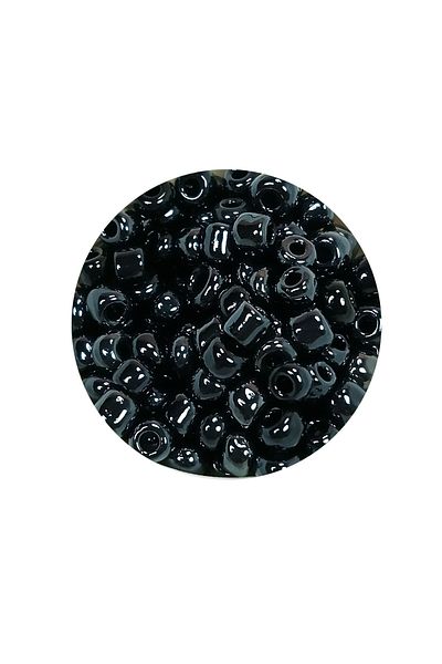 Royaleks Cast Glass Sand Beads Large Size (6/0) 4 mm - 60 Grams - Black - Bnc120