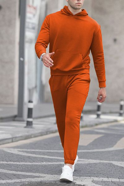 ruNadeS Men's Cotton Oversize Kangaroo Pocket Hooded Tracksuit Set - Casual