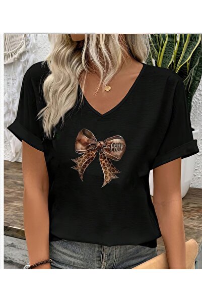 WOODROFFE تي شيرت نسائي بطبعة جلد الفهد - رقبة دائرية، فضفاض كبير الحجم