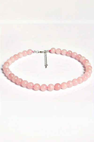 NBS Beautiful Naturel Stones Pembe Kuvars Aşkın Parıltısı 8 mm Doğal Taş Koly...