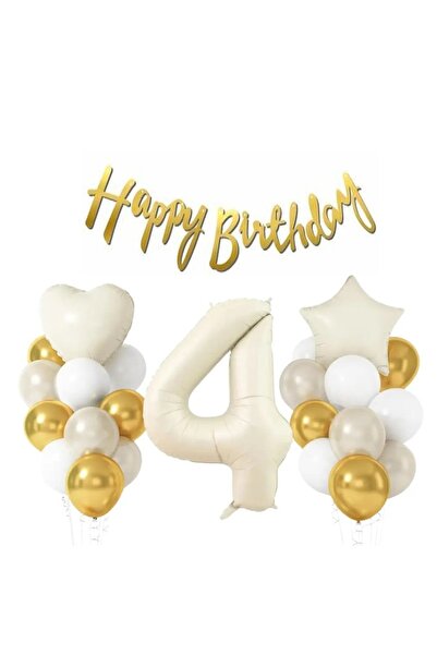 DÜVENCİ TİCARET SET BALON DE VÂRSTA CU NUMERE CREAM STELE INIMI