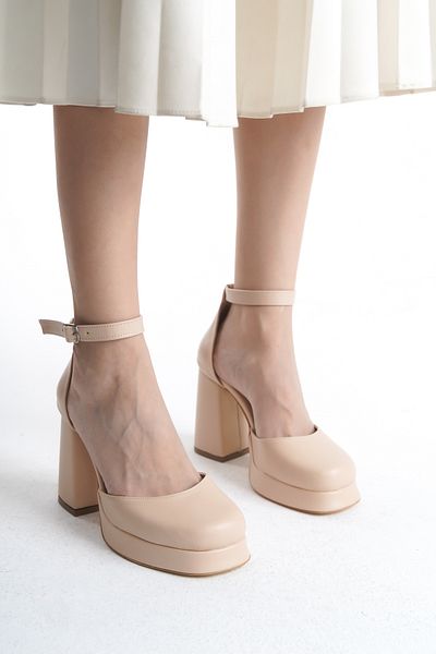 Moda Değirmeni Skin Skin dámské uzavřené boty s přední platformou na podpatku Bg1115-119-0003