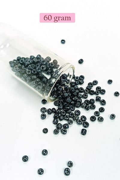 Royaleks Cast Glass Sand Beads Large Size (6/0) 4 mm - 60 Grams - Black - Bnc120