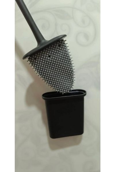 ŞAKİLATA CONCEPT Set de perie de curățare pentru toaletă din silicon negru și suport adeziv