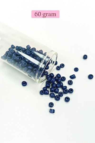 Royaleks Cast Glass Sand Beads Large Size (6/0) 4 mm - 60 Grams - Navy Blue - Bnc134