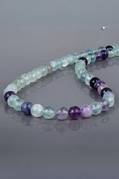 NBS Beautiful Naturel Stones Florit Kaliteli Doğal Taş Kolye 8 mm (Hediye, Se...