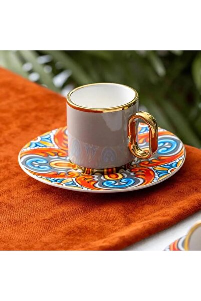 DGCHOME Las Heras 6 Kişilik Kahve Fincanı Takımı - 90 ml Bej