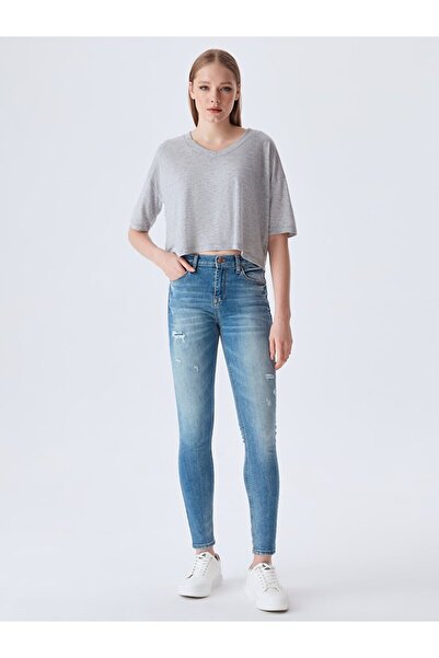 Ltb تي شيرت رمادي برقبة على شكل حرف V