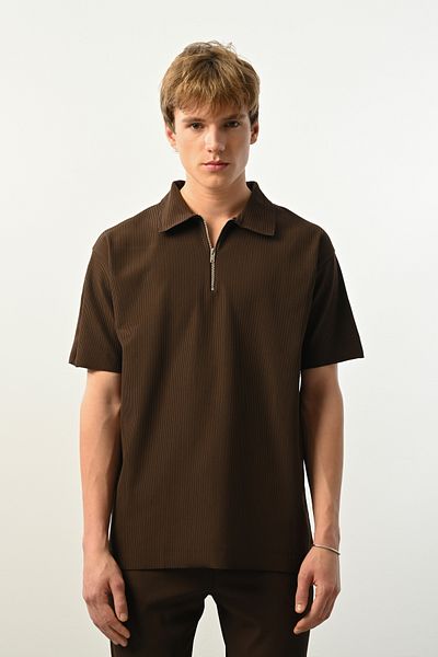 İLKCET MODA Ανδρικό μπλουζάκι Ottoman Oversize με φερμουάρ