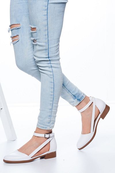 MaskButik Rayna Low Heel Skin Shoes White