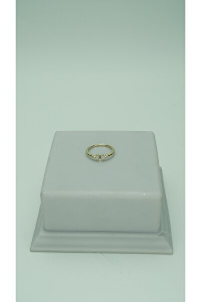 SEYAS JEWELRY Altın Kaplama Minimal Sedef Detaylı H Model Gold Yüzük