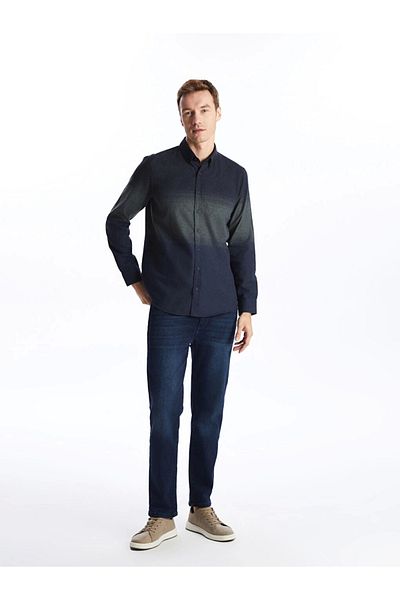 LC Waikiki Ανδρικό πουκάμισο LCWAIKIKI Classic Navy Blue Regular Fit μακρυμάνικο Gabardine