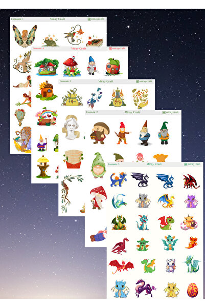 MirayDesign Set de 5 autocolante tematice fantastice de 12*17 cm