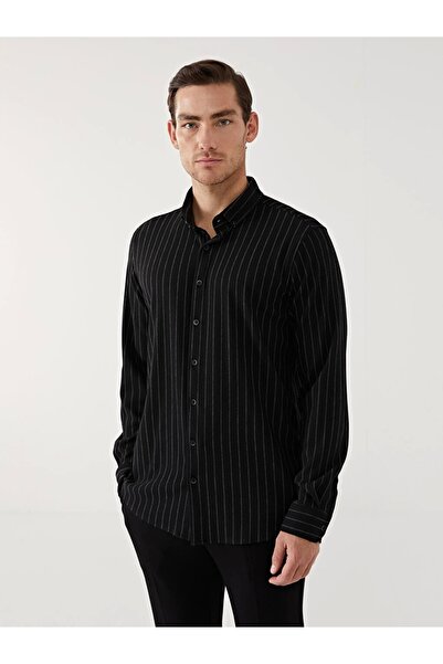 LC Waikiki Cămașă pentru bărbați cu dungi cu mânecă lungă, slim - W4I311Z8