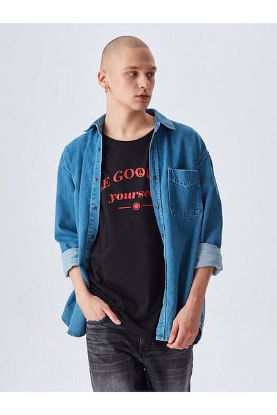 Ltb Text Printed Black T-shirt