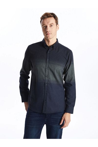 LC Waikiki Ανδρικό πουκάμισο LCWAIKIKI Classic Navy Blue Regular Fit μακρυμάνικο Gabardine