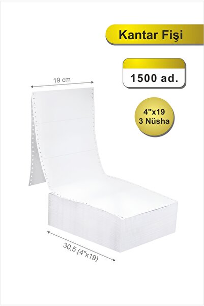 4x19 Kantar Fişi 3 Nüsha 1500 Adet , Beyaz Otokopili Sürekli Form (4''x19 cm)