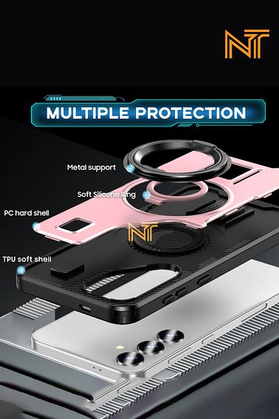 Nezih Case Samsung Galaxy A34 Compatible 360 ​​Degree Rotating Ring Stand Handheld Drop Tank Case