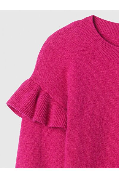 GAP Kız Çocuk Pembe CashSoft Fırfırlı Kazak