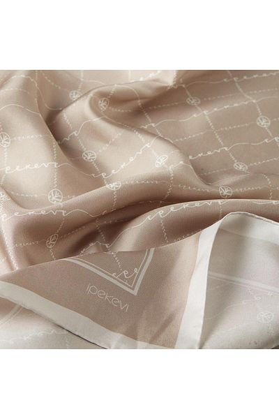 ipekevi Twill Silk Scarf - Monogram - Mink
