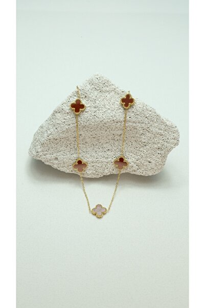 SEYAS JEWELRY Çelik Bordo Van Cleef Gold Kolye