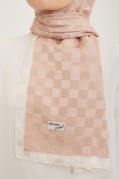 Armine Trend Janjan Shawl - Checkerboard - Soft Powder 08