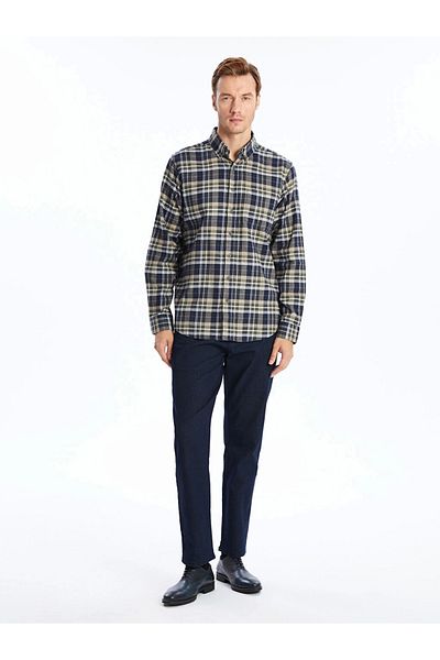 LC Waikiki Ανδρικό πουκάμισο Lcwaıkı Classic Green Regular Fit μακρυμάνικο καρό Gabardine
