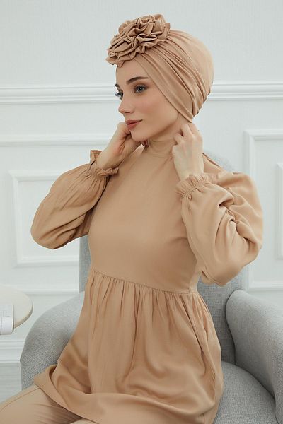 Aisha's Design غطاء رأس من القطن الممشط باللون الوردي - موديل B-21