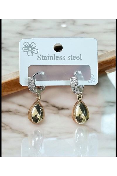 shop Zircon Sparkling Drop Steel Earrings