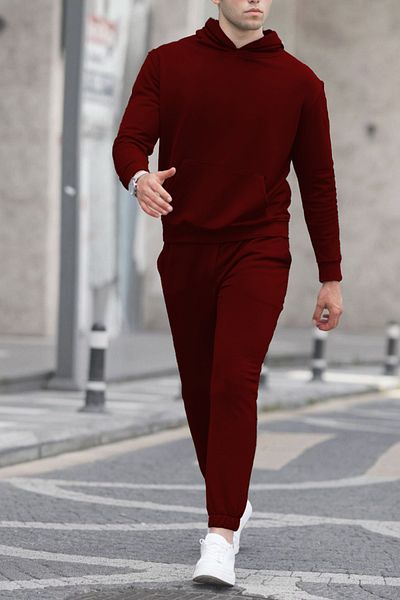 ruNadeS Men's Cotton Oversize Kangaroo Pocket Hooded Tracksuit Set - Casual