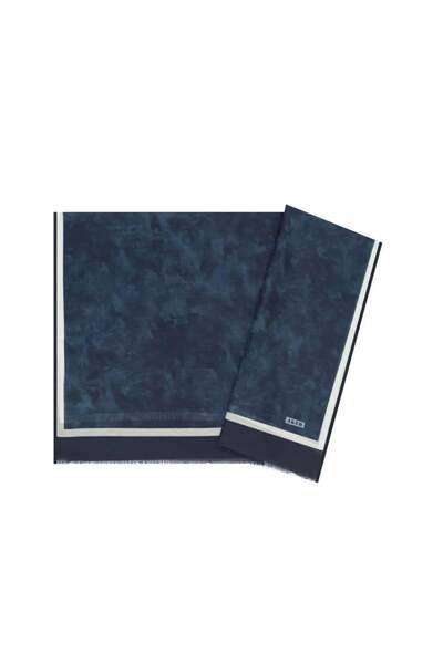 Aker Yaz Serinliği İpek Koton Şal - 7208777-422 Lacivert Krem