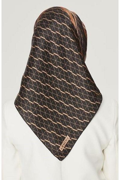 Armine Silk Scarf Nostalgia - 8519-01 Black Coffee Twill